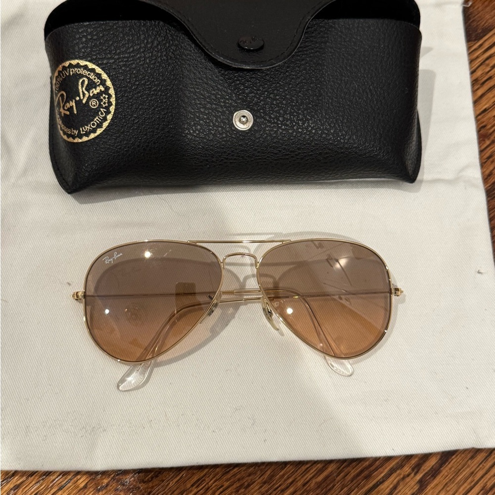 Ray-Ban Gold Frame Sunglasses with Brown Lenses